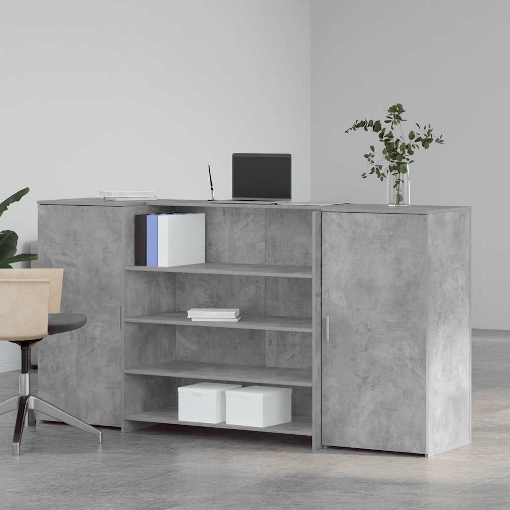 Reception Desk Concrete Grey 200x50x103.5 cm Engineered Wood