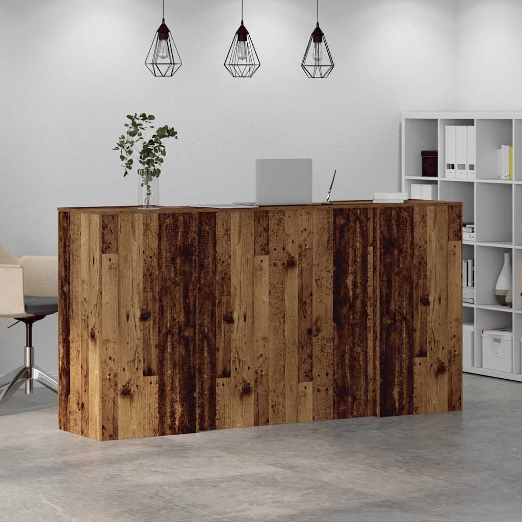 Reception Desk Old Wood 200x50x103.5 cm Engineered Wood