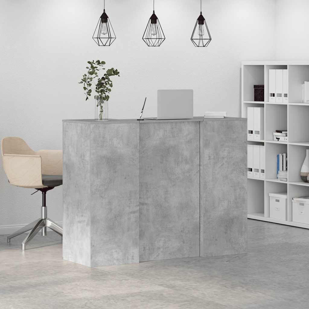 Reception Desk Concrete Grey 135x50x103.5 cm Engineered Wood