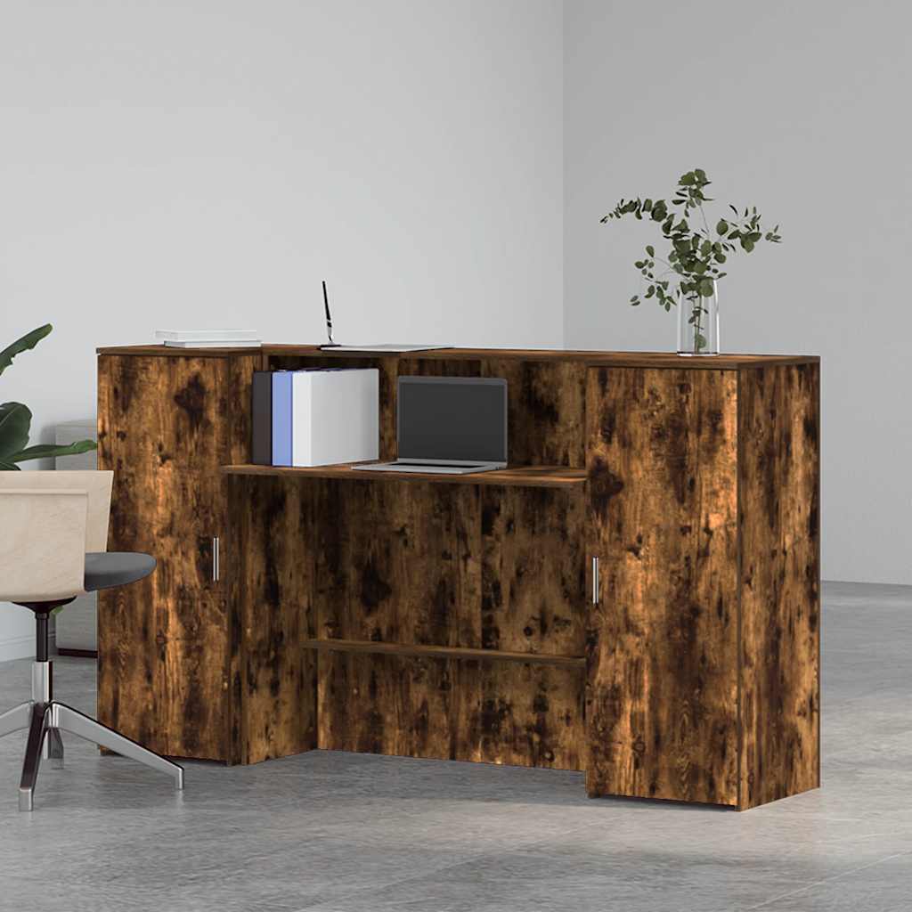 Reception Desk Smoked Oak 180x50x103.5 cm Engineered Wood