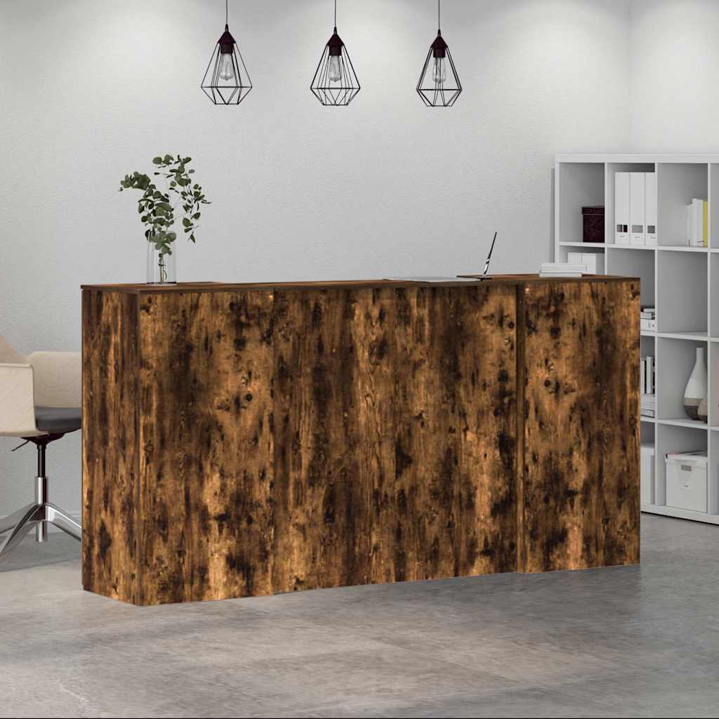 Reception Desk Smoked Oak 200x50x103.5 cm Engineered Wood