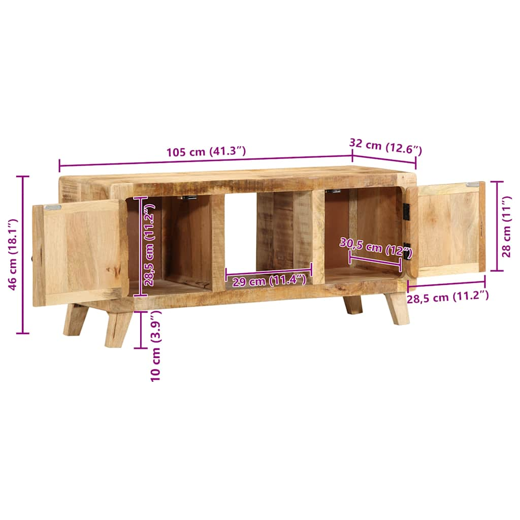 TV Cabinet 105x46x32 cm Solid Wood Rough Mango