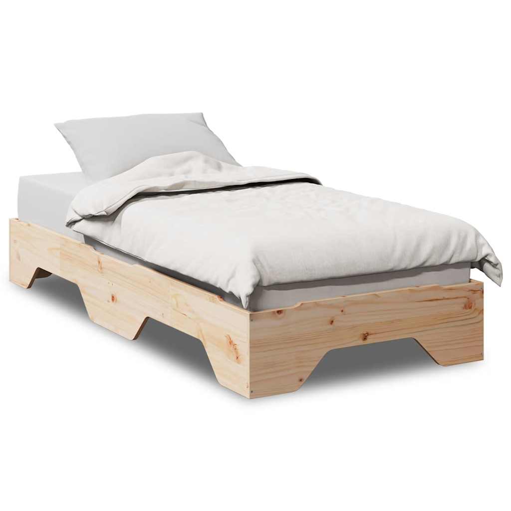 Bed Frame No Mattress Stackable 75x190 cm Small Single Solid Wood