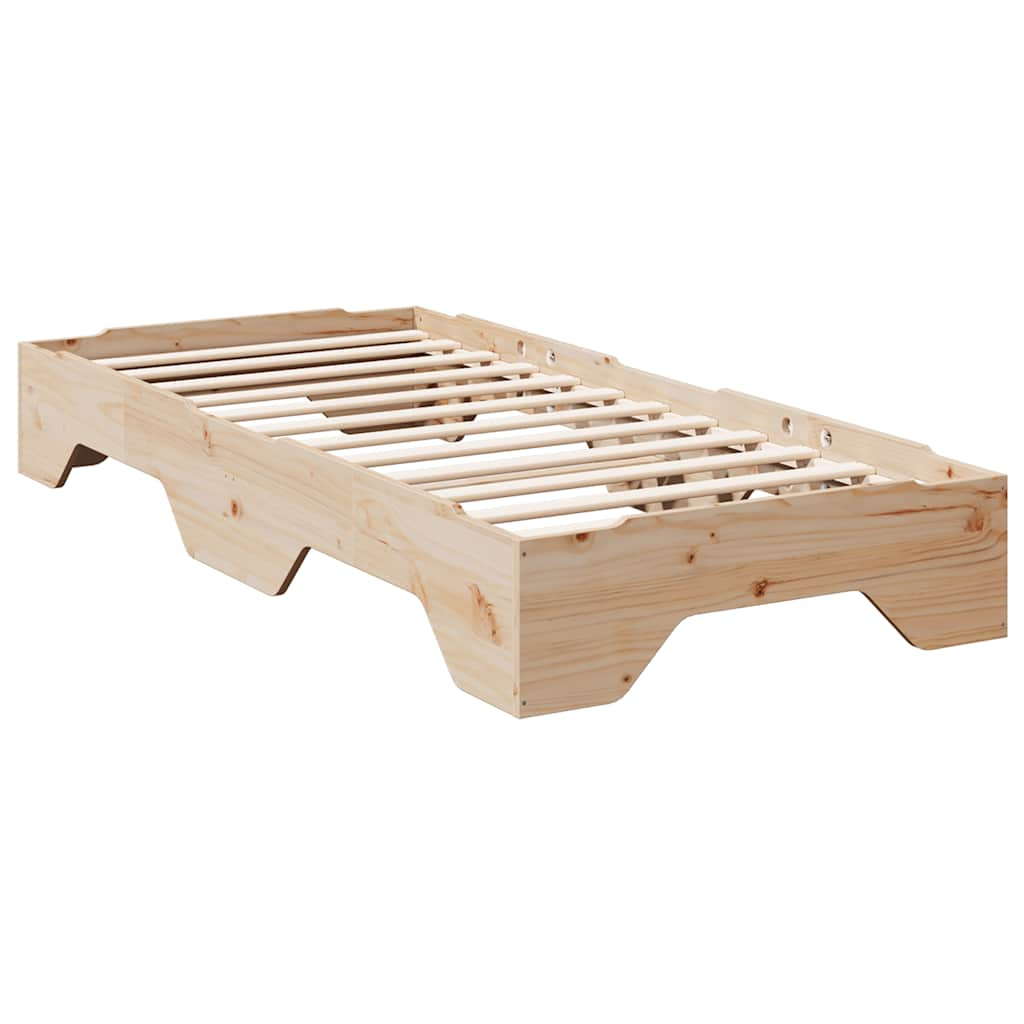 Bed Frame No Mattress Stackable 75x190 cm Small Single Solid Wood