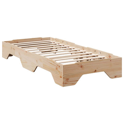 Bed Frame No Mattress Stackable 75x190 cm Small Single Solid Wood