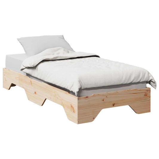 Bed Frame No Mattress Stackable 75x190 cm Small Single Solid Wood