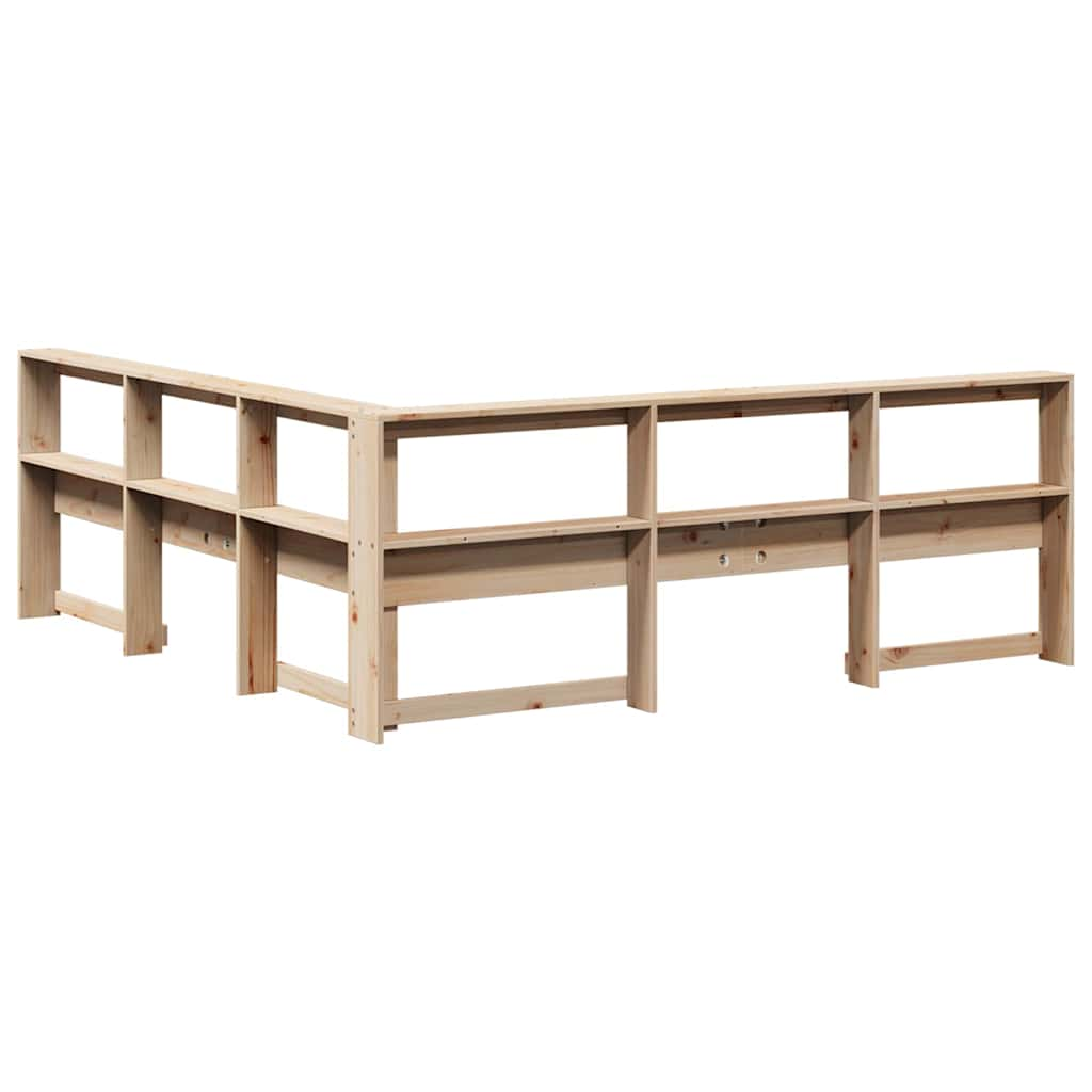 Bookcase Headboard L-Shaped 200 cm Solid Wood Pine