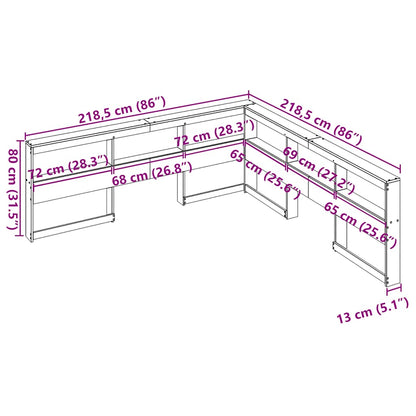 Bookcase Headboard L-Shaped 200 cm Solid Wood Pine