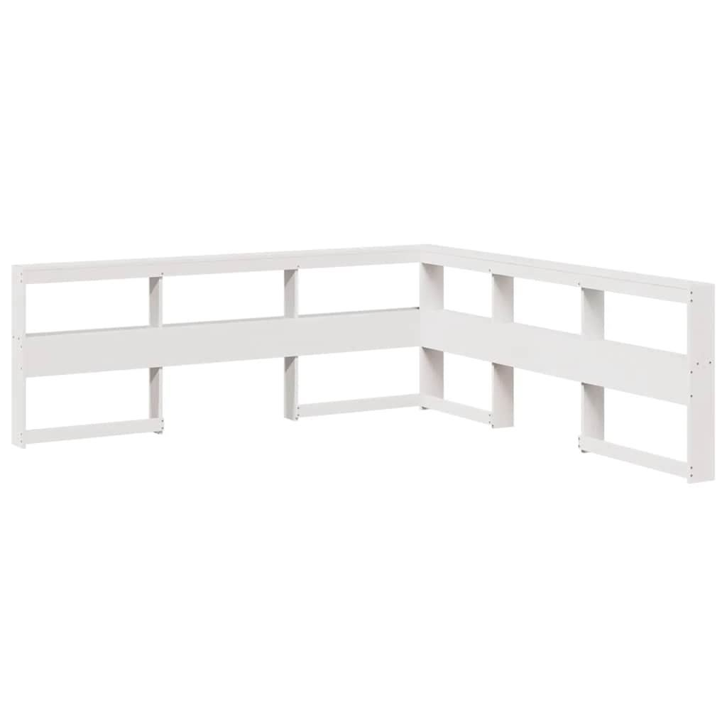 Bookcase Headboard L-Shaped White 200 cm Solid Wood Pine