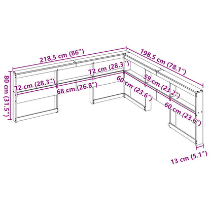 Bookcase Headboard L-Shaped 180 cm Solid Wood Pine