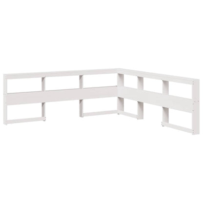 Bookcase Headboard L-Shaped White 180 cm Solid Wood Pine