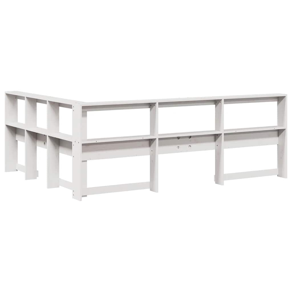 Bookcase Headboard L-Shaped White 160 cm Solid Wood Pine