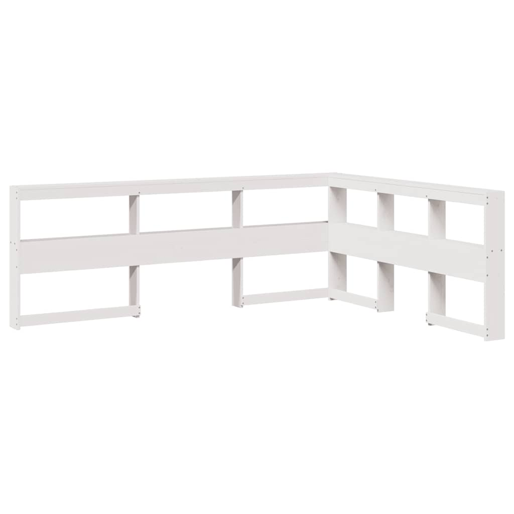 Bookcase Headboard L-Shaped White 150 cm Solid Wood Pine