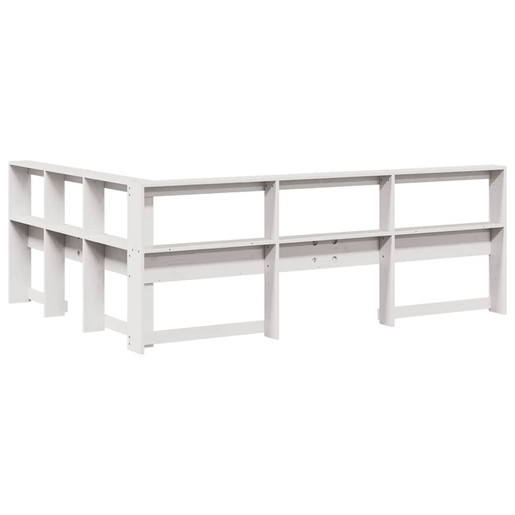 Bookcase Headboard L-Shaped White 150 cm Solid Wood Pine