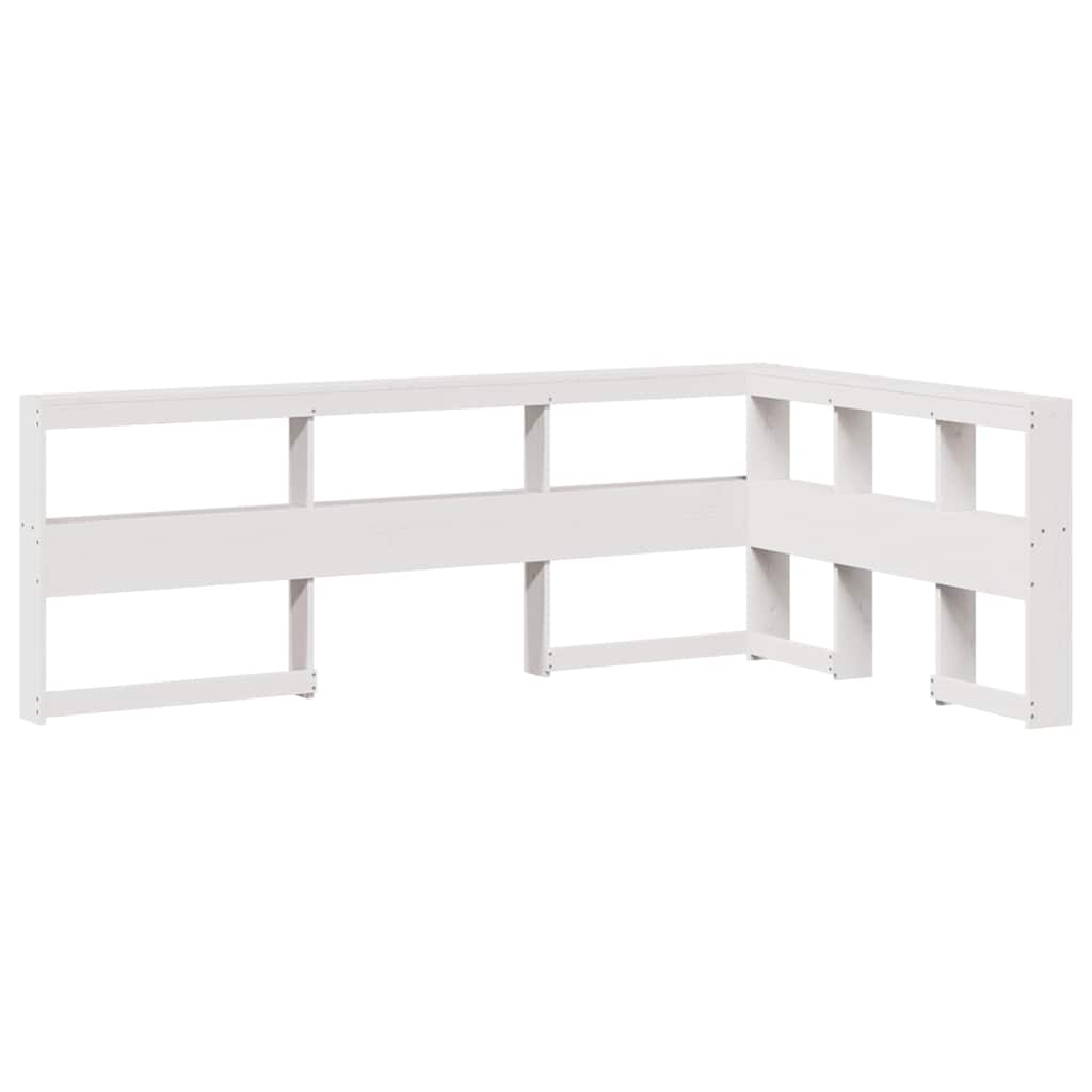 Bookcase Headboard L-Shaped White 120 cm Solid Wood Pine