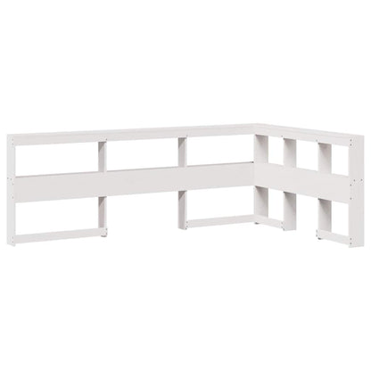 Bookcase Headboard L-Shaped White 120 cm Solid Wood Pine