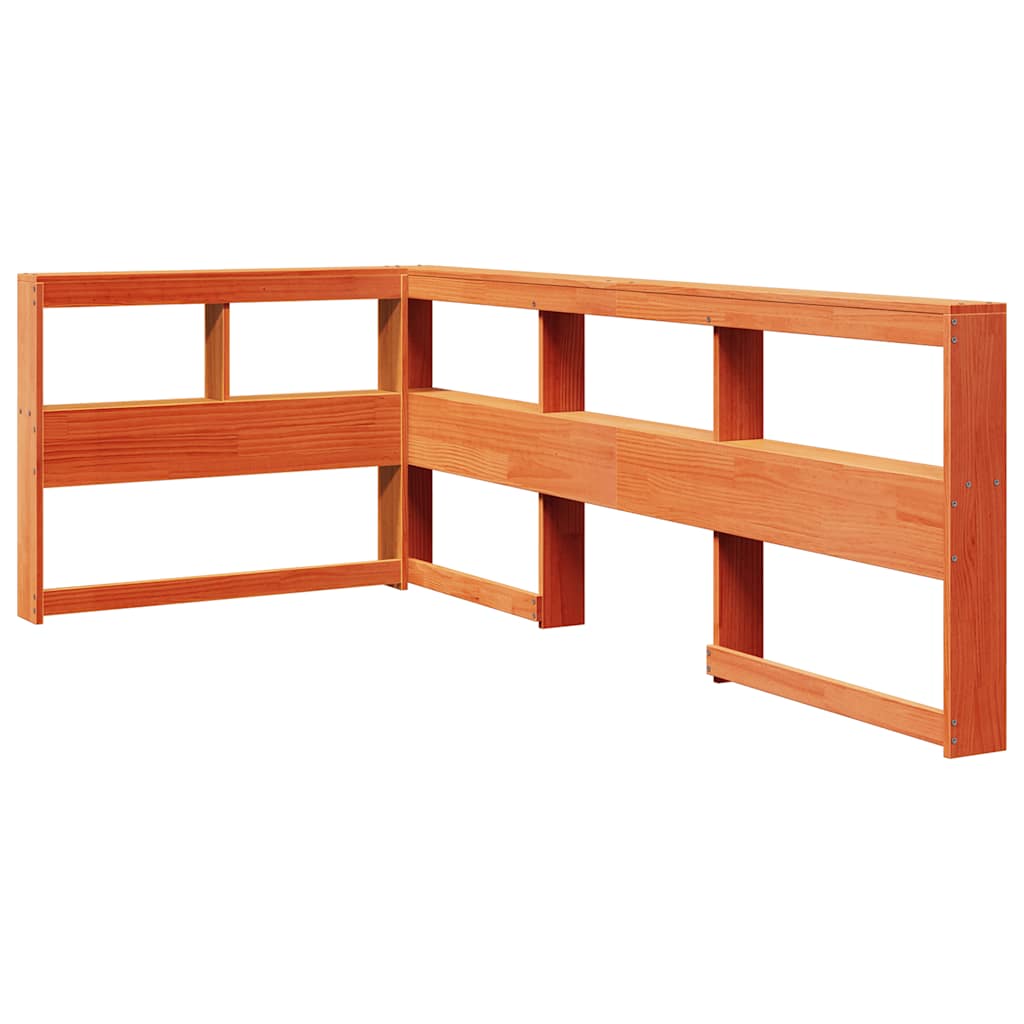 Bookcase Headboard L-Shaped Wax Brown 90 cm Solid Wood Pine