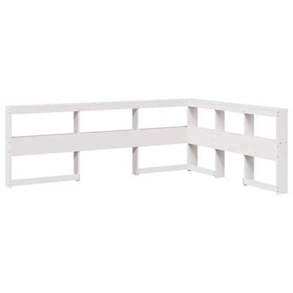 Bookcase Headboard L-Shaped White 140 cm Solid Wood Pine