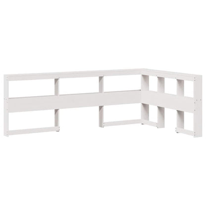 Bookcase Headboard L-Shaped White 120 cm Solid Wood Pine