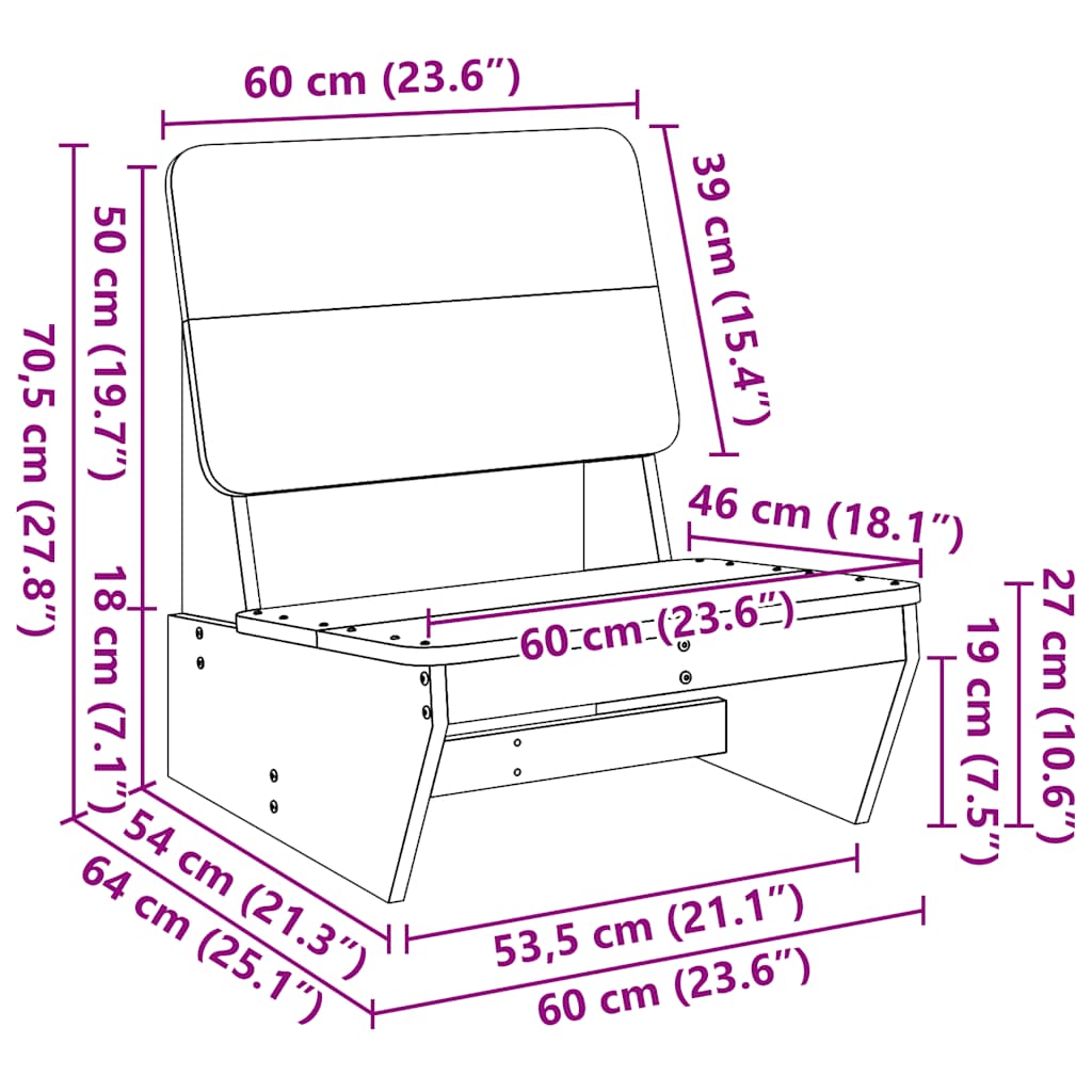 Garden Chairs 2 pcs White 60x64x70.5 cm Solid Wood Pine