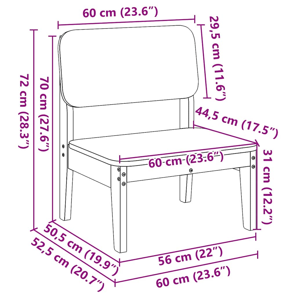 Garden Chairs 2 pcs 60x52.5x72 cm Solid Wood Pine