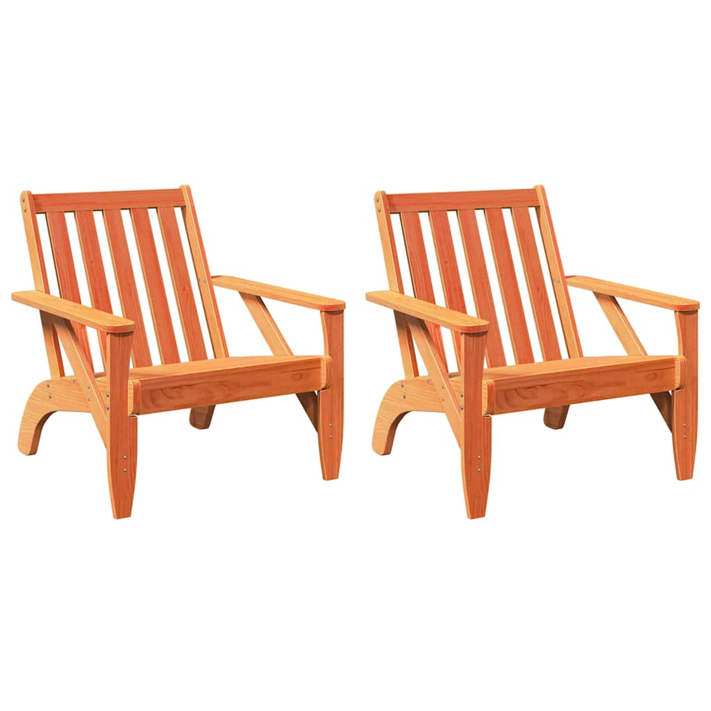 Garden Adirondack Chairs 2 pcs Wax Brown 75x77x77 cm Solid Wood Pine