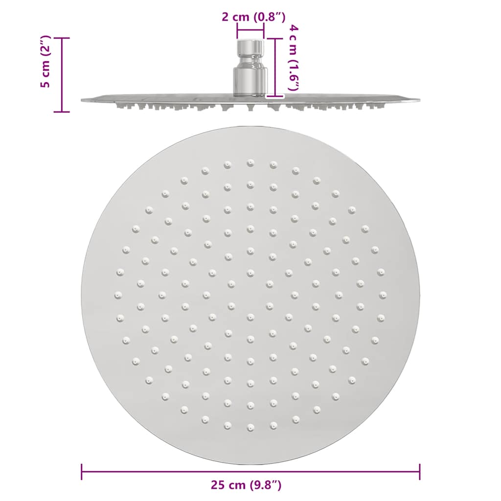 Rain Shower Head Stainless Steel 304 25 cm Round