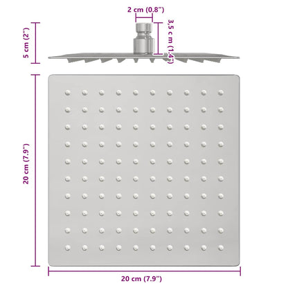 Rain Shower Head Stainless Steel 304 20x20 cm Square