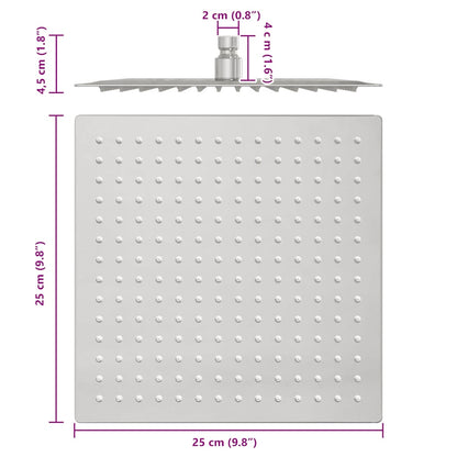 Rain Shower Head Stainless Steel 304 25x25 cm Square