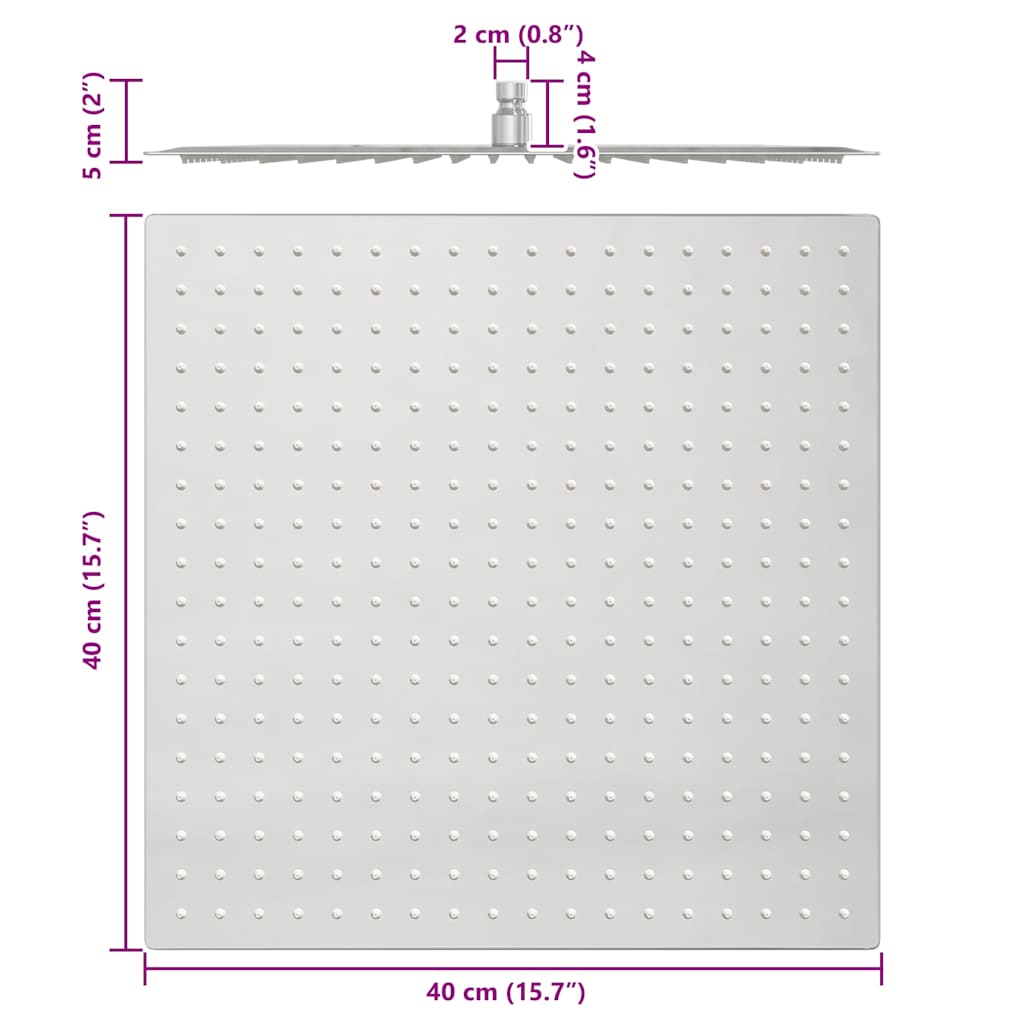 Rain Shower Head Stainless Steel 304 40x40 cm Square