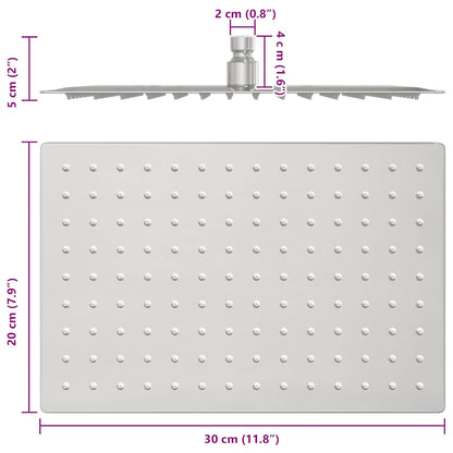 Rain Shower Head Stainless Steel 304 30x20 cm Rectangular