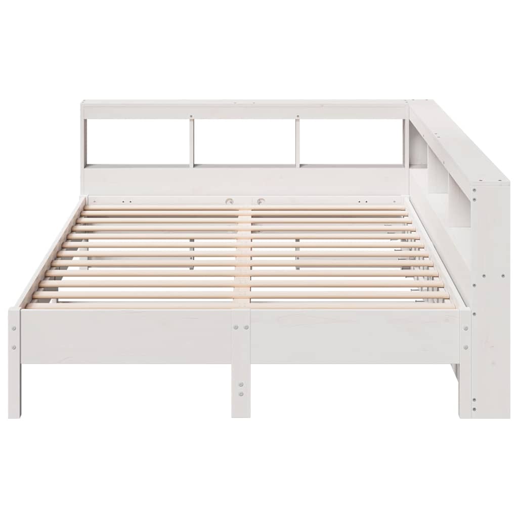 Bookcase Bed without Mattress White 140x190 cm Solid Wood Pine