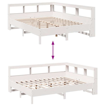 Bookcase Bed without Mattress White 140x190 cm Solid Wood Pine