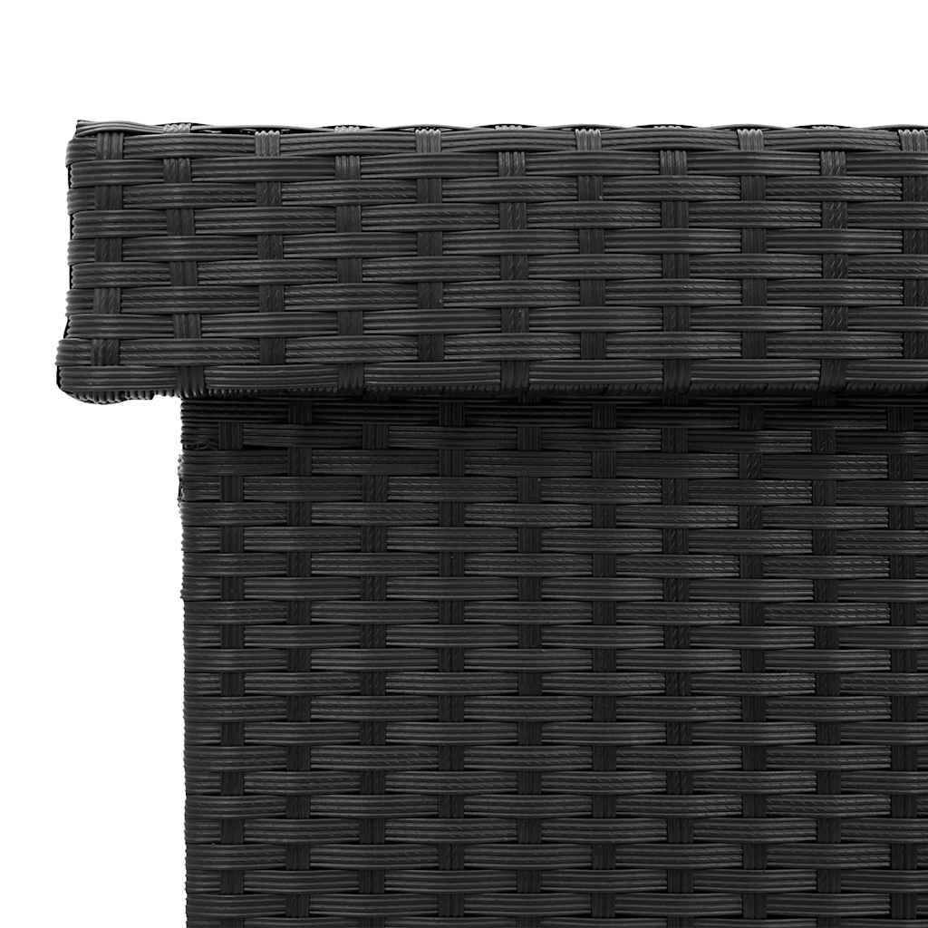 Garden Storage Box with Wheels Black 110x55x73 cm Poly Rattan