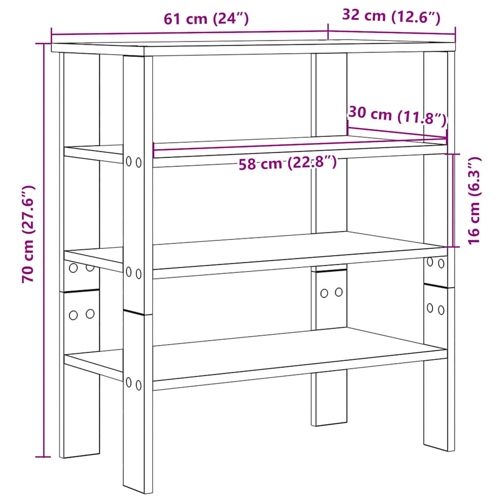 Shoe Rack Sonoma Oak 61x32x70 cm Engineered Wood