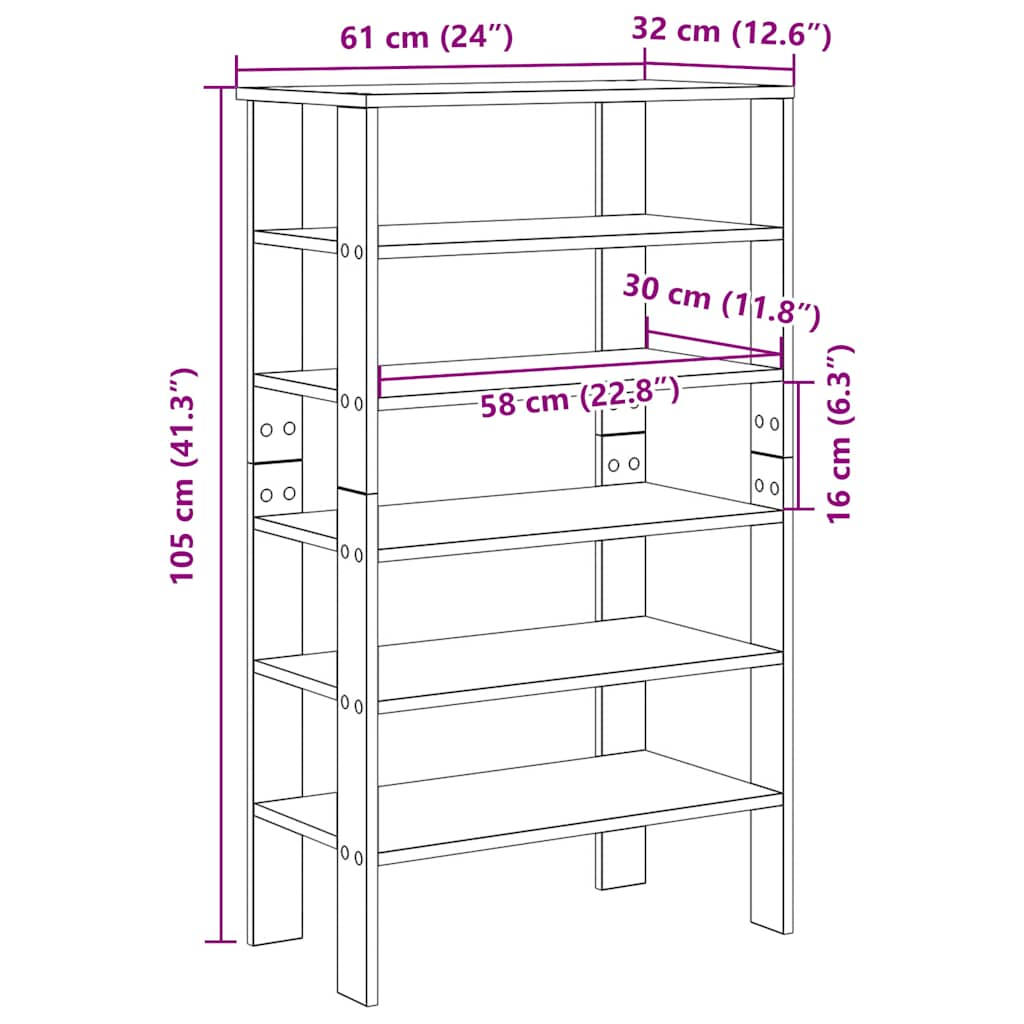 Shoe Rack Black 61x32x105 cm Engineered Wood