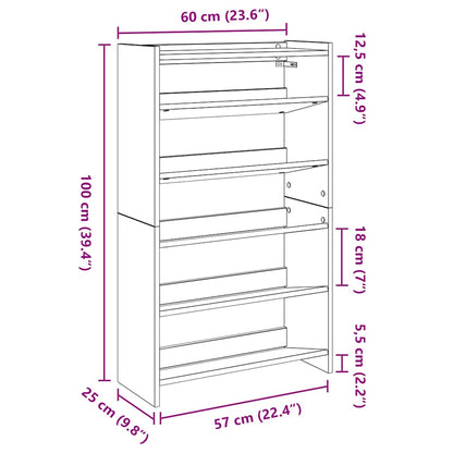 Shoe Rack White 60x25x100 cm Engineered Wood