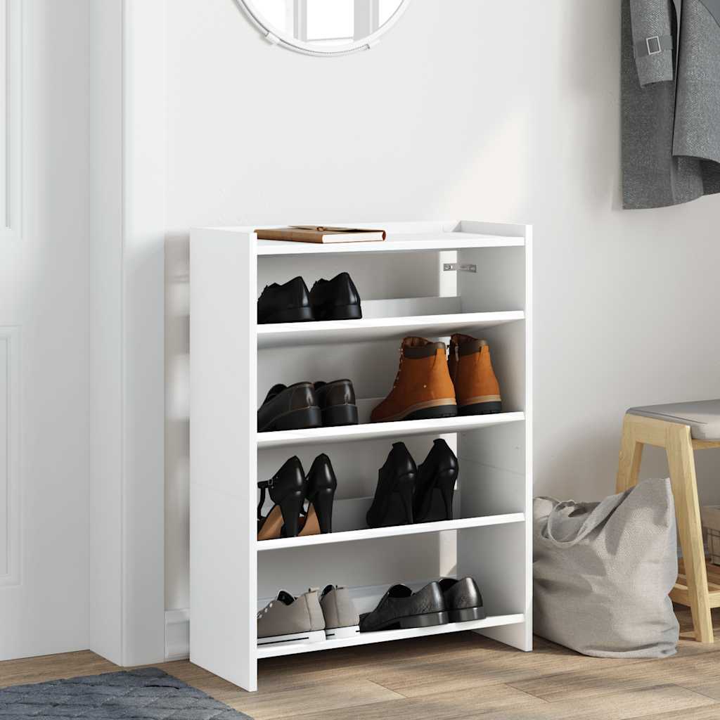 Shoe Rack White 80x25x61.5 cm Engineered Wood