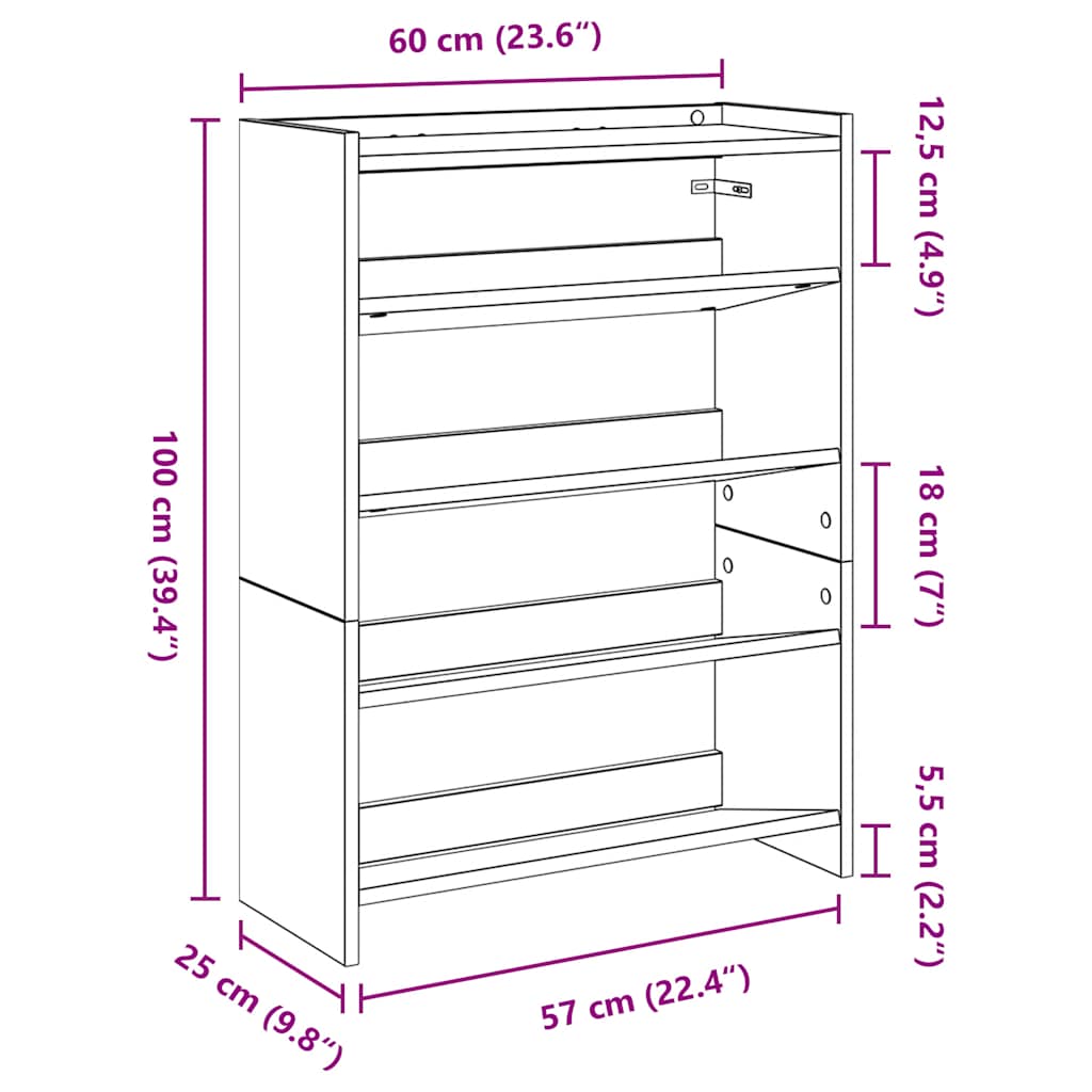 Shoe Rack Sonoma Oak 80x25x61.5 cm Engineered Wood