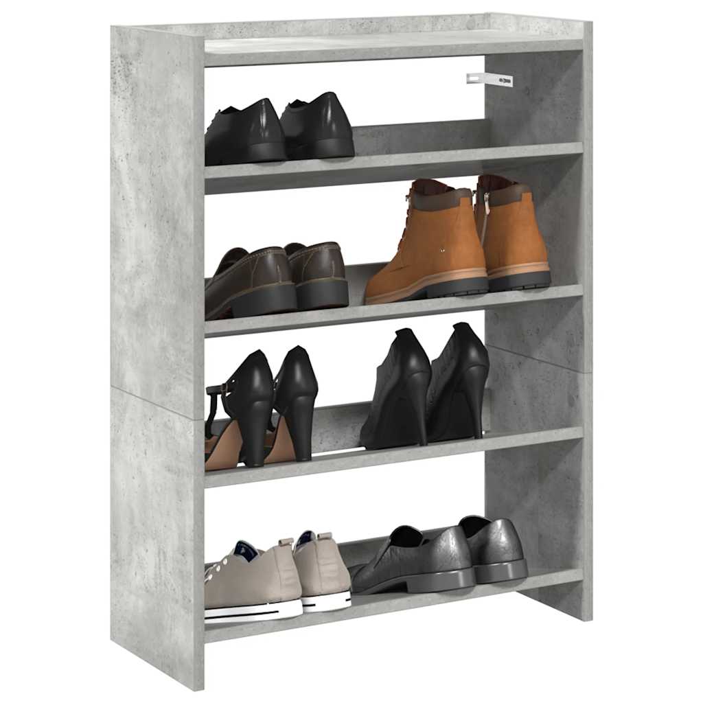 Shoe Rack Concrete Grey 80x25x61.5 cm Engineered Wood