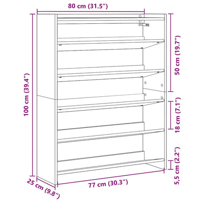 Shoe Rack Black 80x25x100 cm Engineered Wood