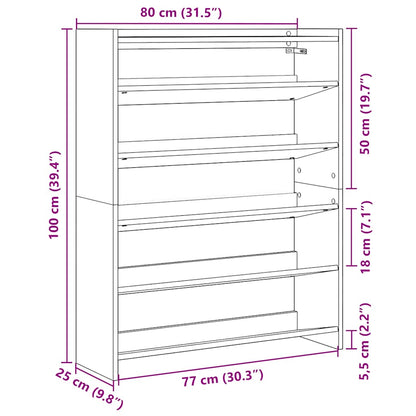 Shoe Rack Sonoma Oak 80x25x100 cm Engineered Wood