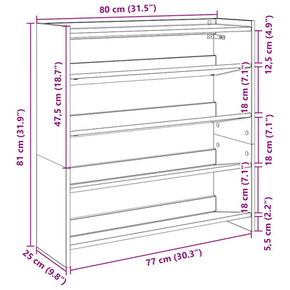 Shoe Rack Sonoma Oak 80x25x81 cm Engineered Wood