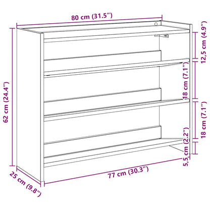 Shoe Rack Black 80x25x61.5 cm Engineered Wood