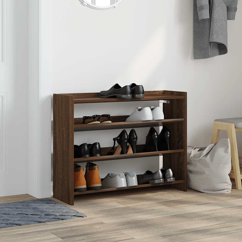 Shoe Rack Brown Oak 80x25x61.5 cm Engineered Wood