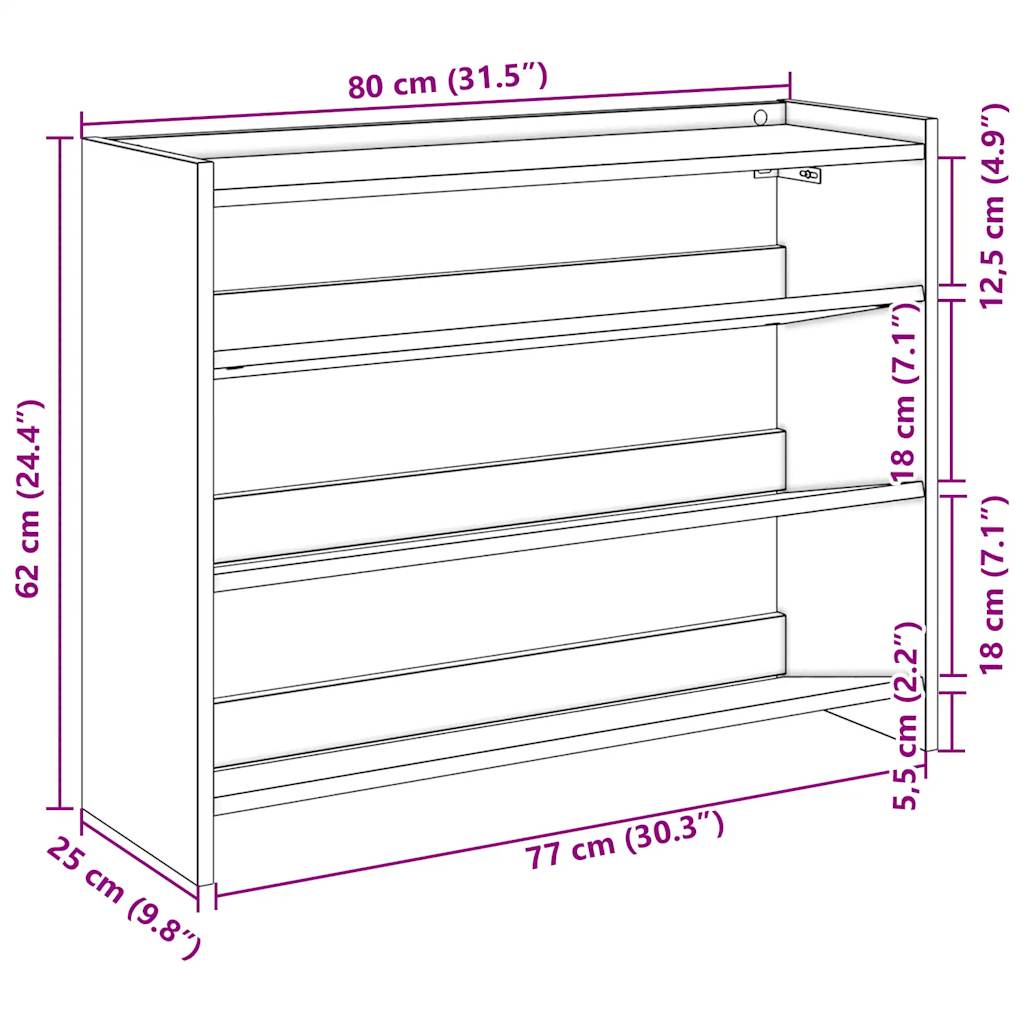 Shoe Rack Brown Oak 80x25x61.5 cm Engineered Wood