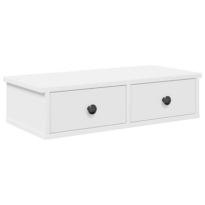 Wall Shelf with Drawers White 60x25x15 cm Engineered Wood