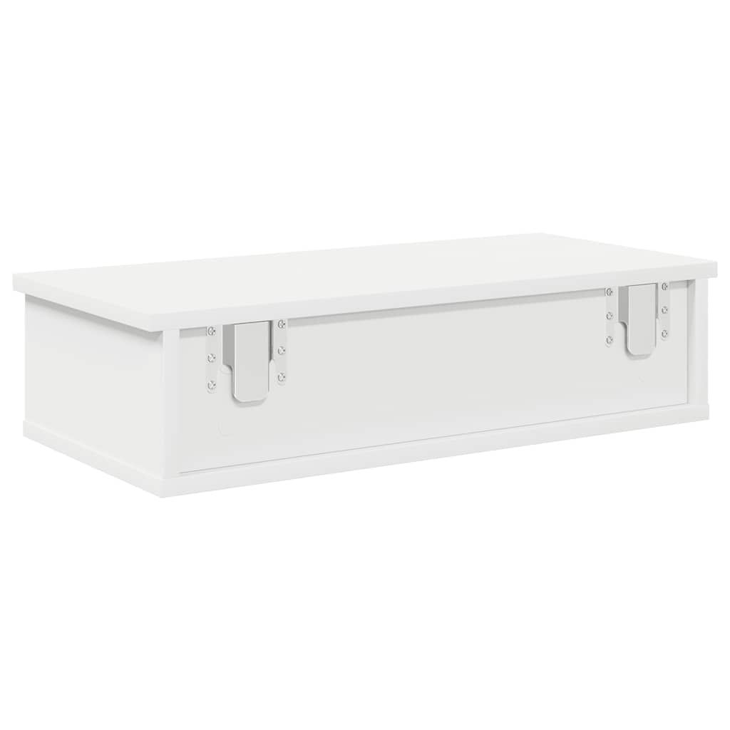 Wall Shelf with Drawers White 60x25x15 cm Engineered Wood