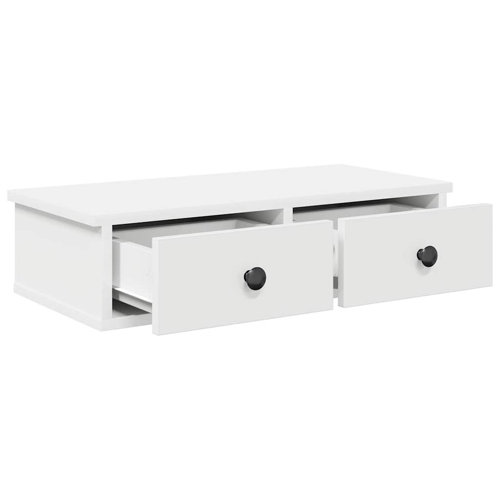 Wall Shelf with Drawers White 60x25x15 cm Engineered Wood