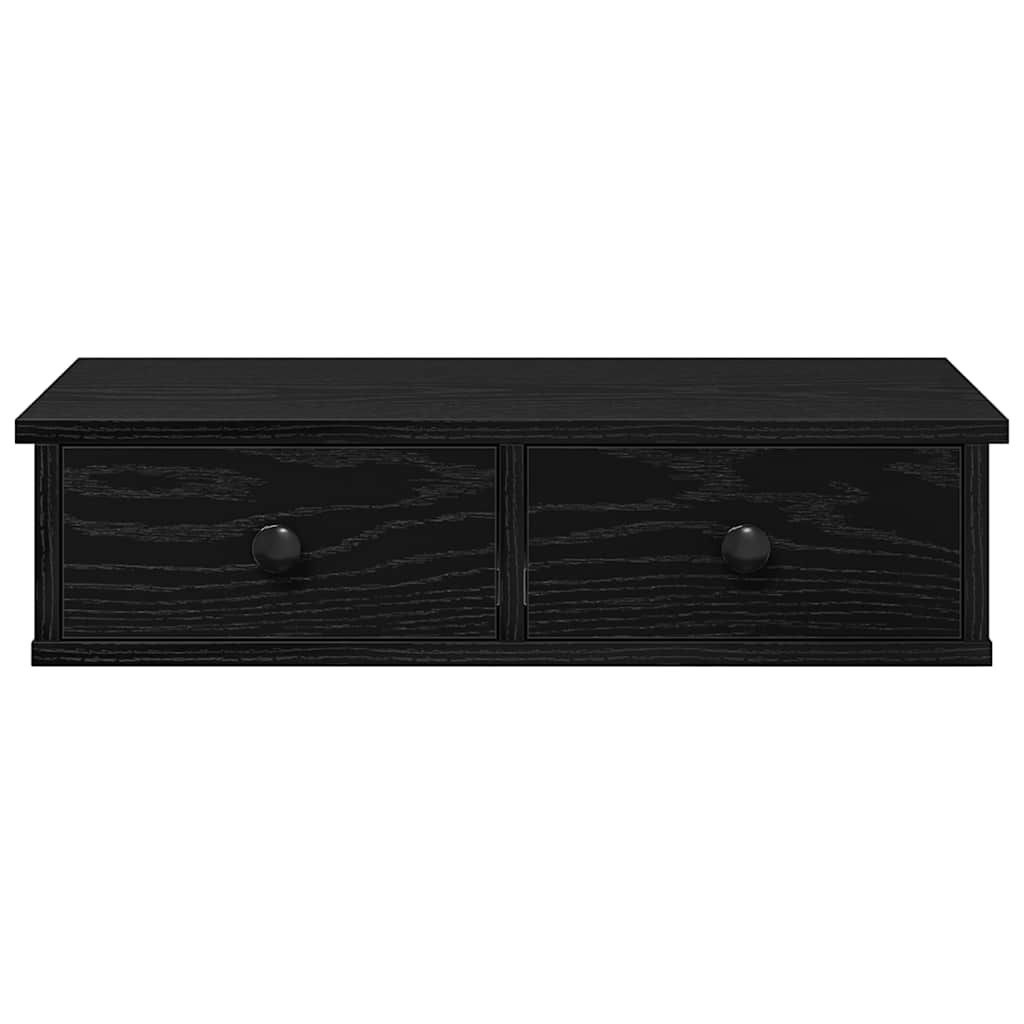 Wall Shelf with Drawers Black 60x25x15 cm Engineered Wood